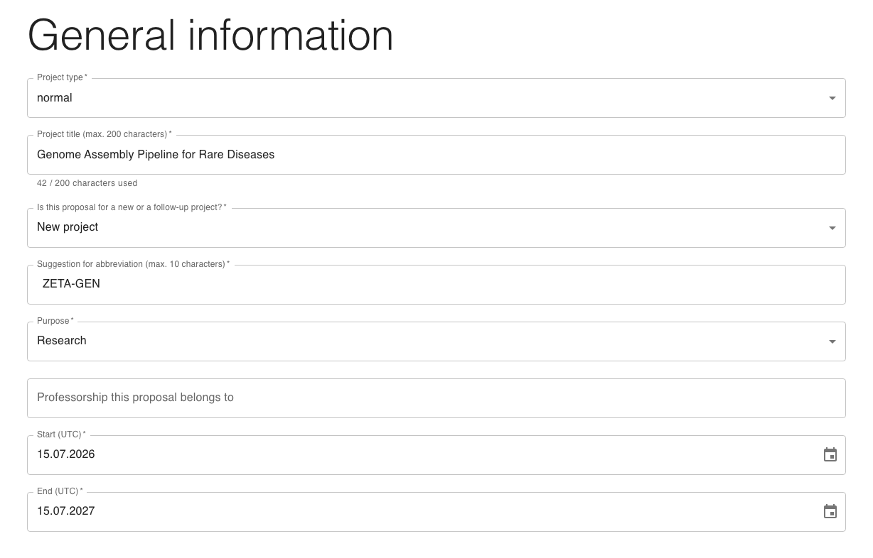 General information section