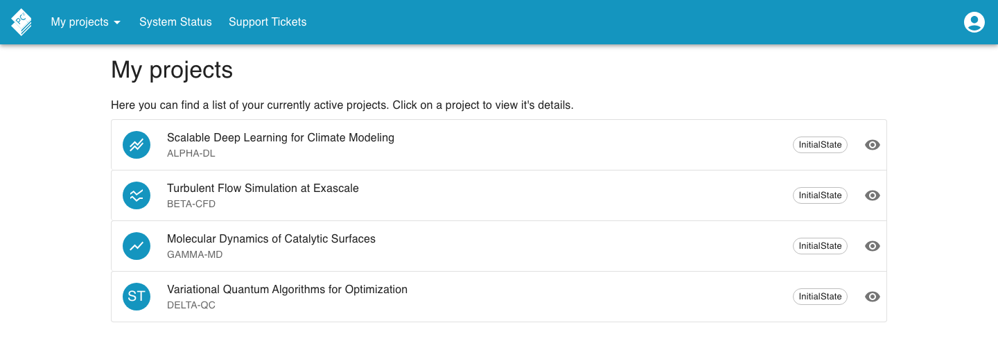 My projects list
