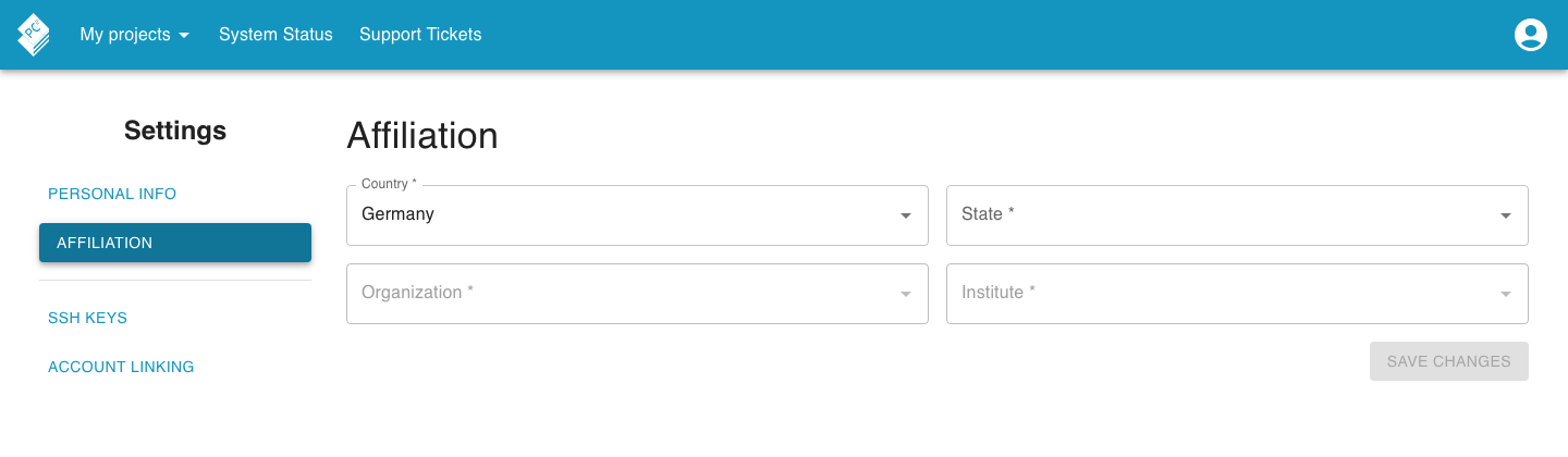 Edit affiliation