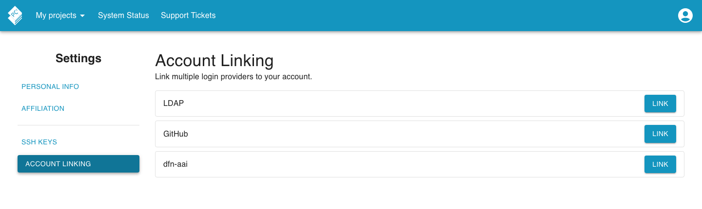 Linked accounts