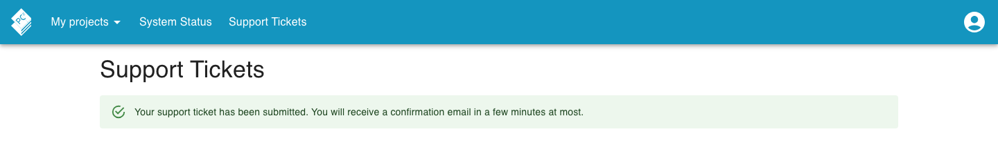 Ticket submitted confirmation