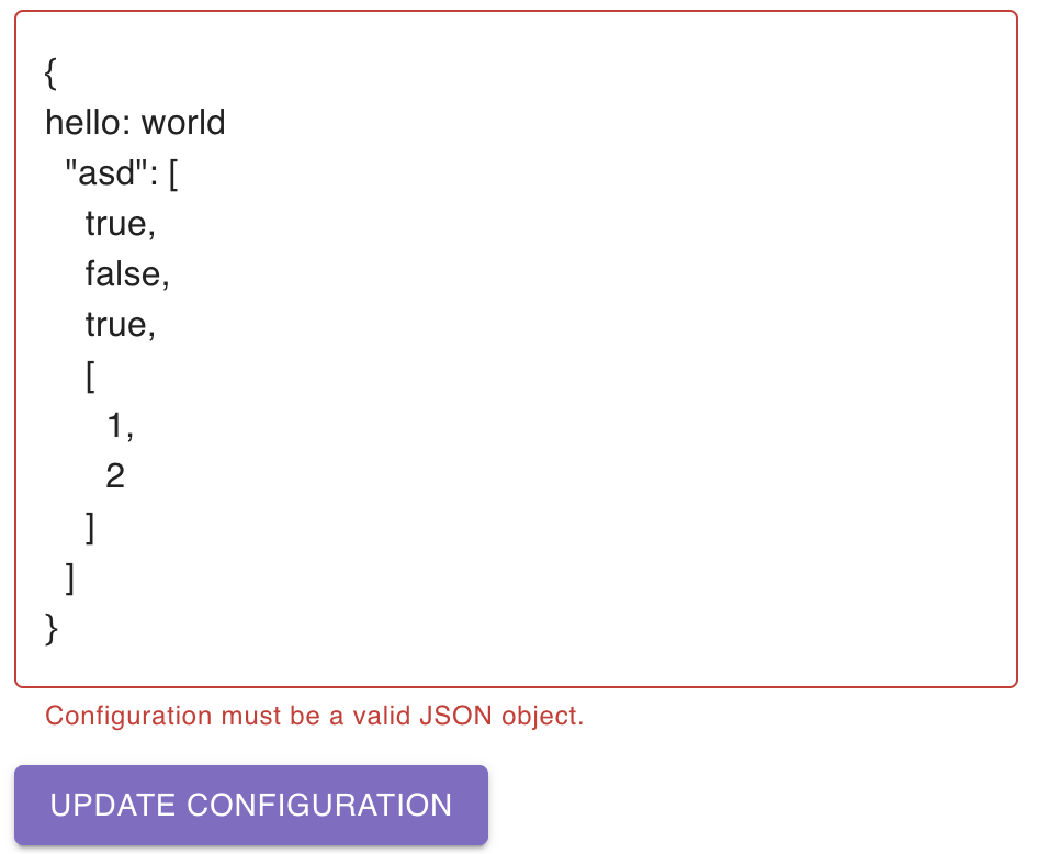 Configeditor with error message