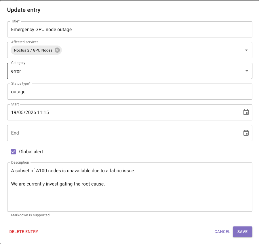 Add Entry form