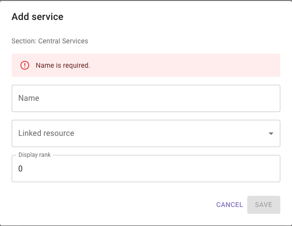 Add Service form