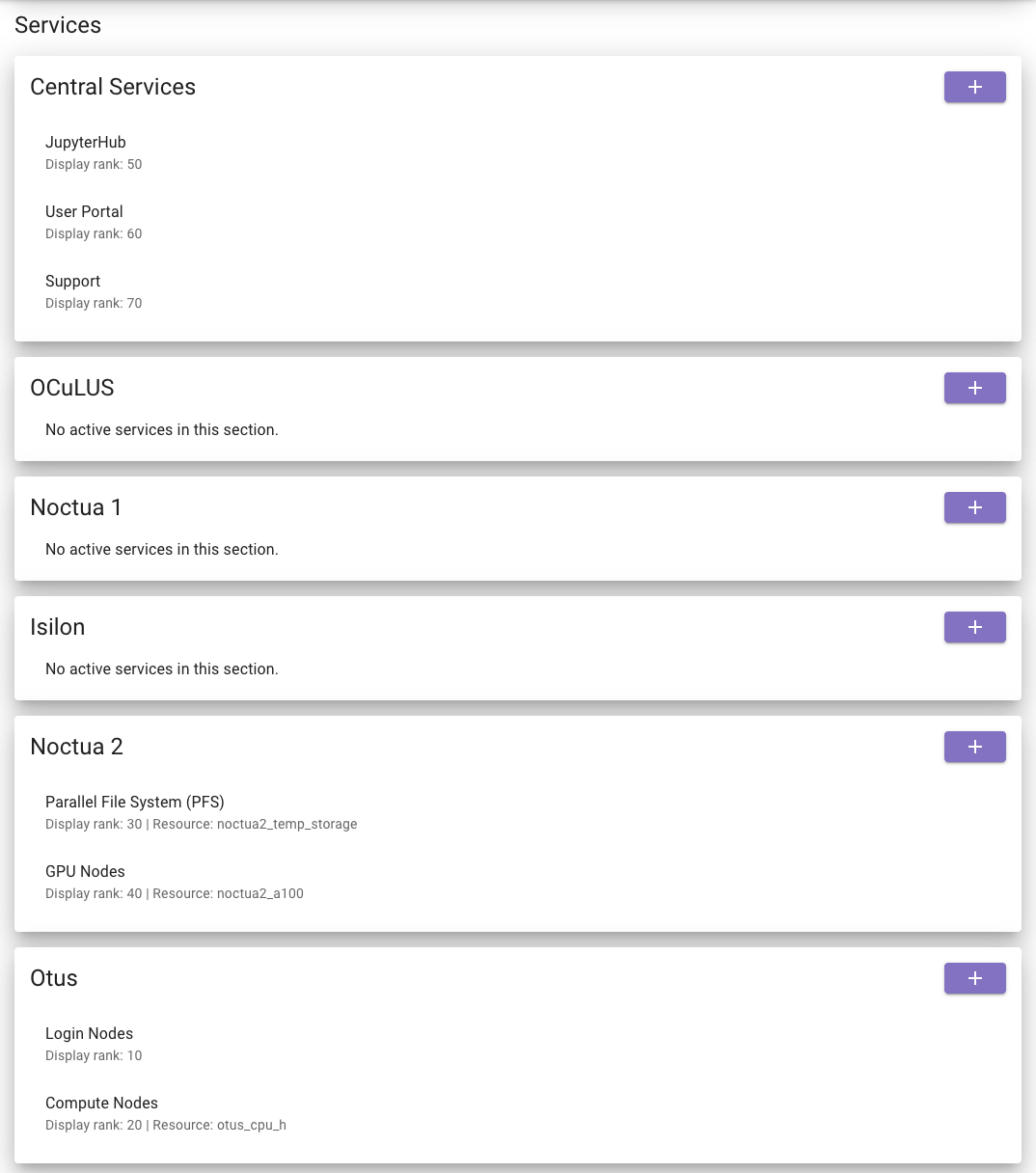 Services section