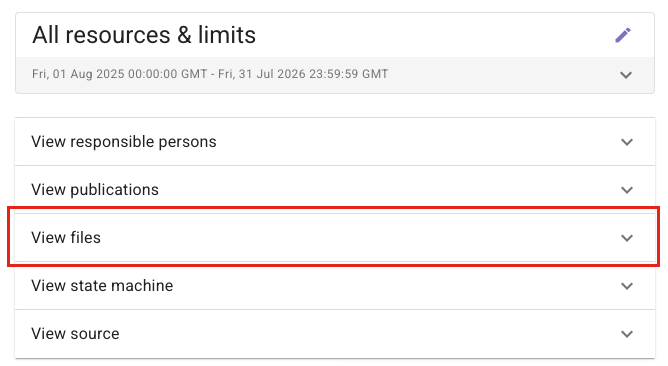 Detailed project view: View files