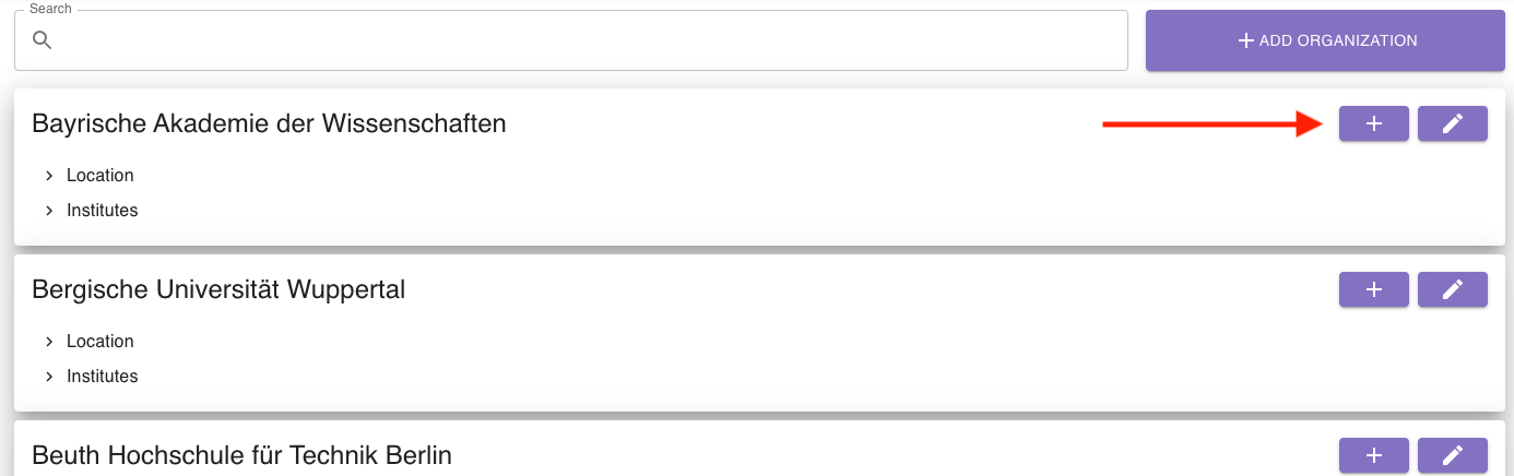 Screenshot of add button