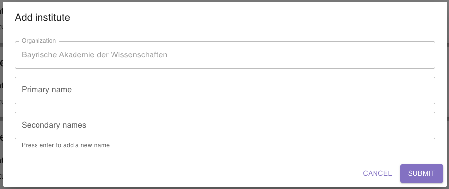 Screenshot of add button