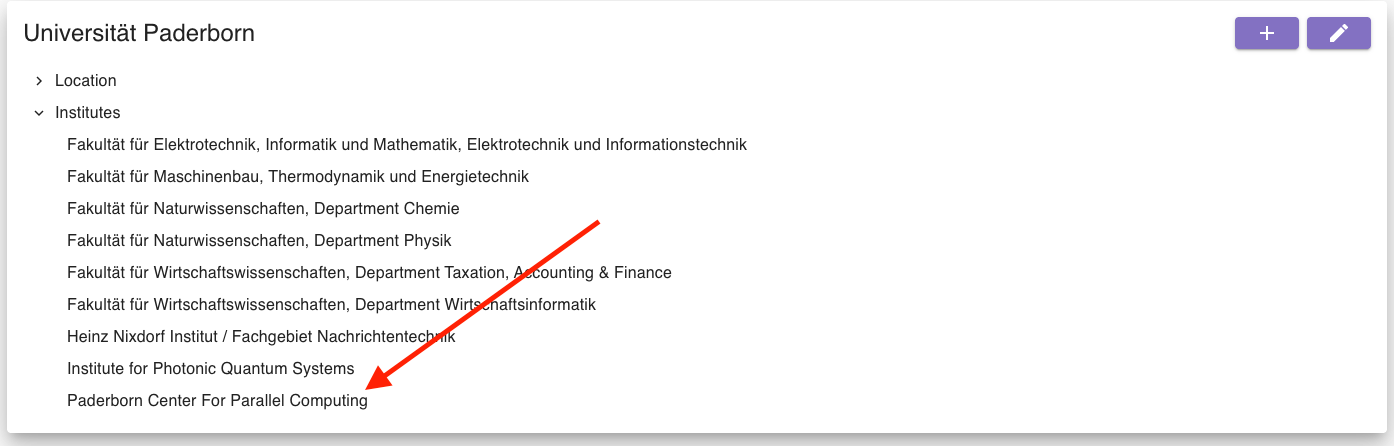 Screenshot of edit button