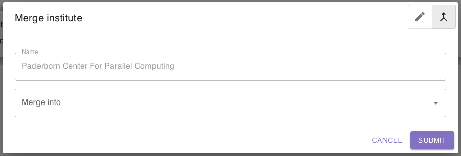 Screenshot of merge dialog