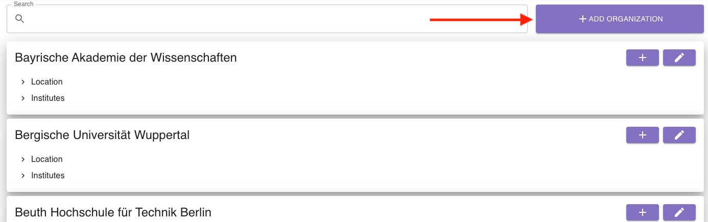 Screenshot of add button
