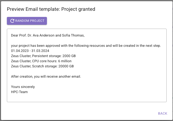 Screenshot of rendered email template