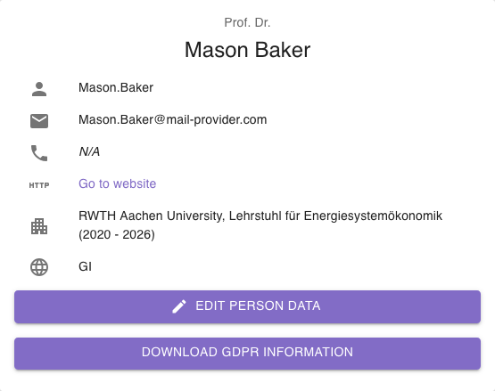 View of the general information of a person