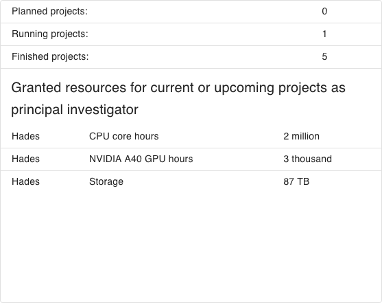Overview of the person's projects
