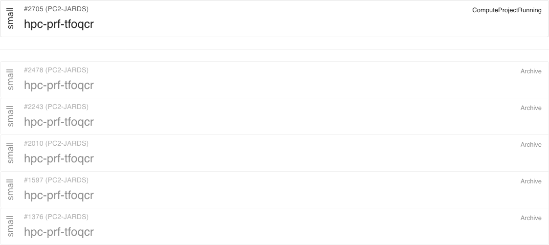 List of the person's projects