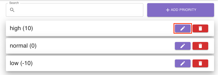 Priority Manager edit priority