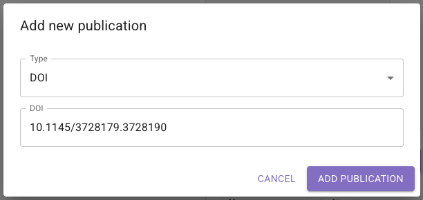 Add a new publication - DOI