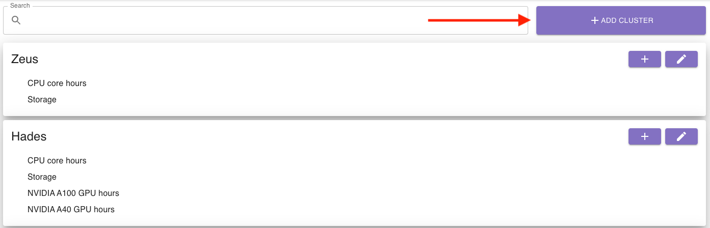 Screenshot of add button
