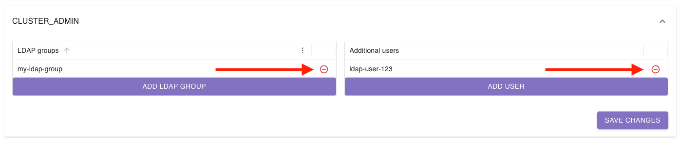Screenshot of remove button