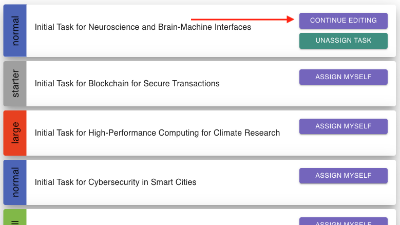 Continue working on a task