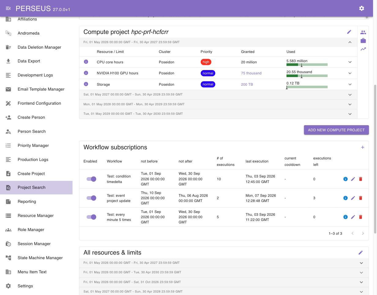 Workflow subscriptions table